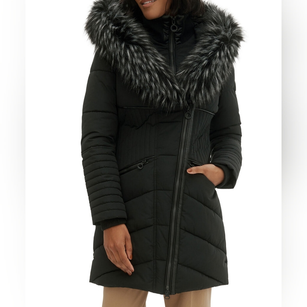Noize Gigi Parka with Black Faux Fur Trim